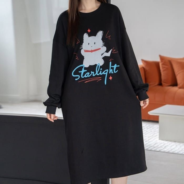 나야홍 / 빅사이즈 509 큐티캣데일리박시원피스 DLIV237