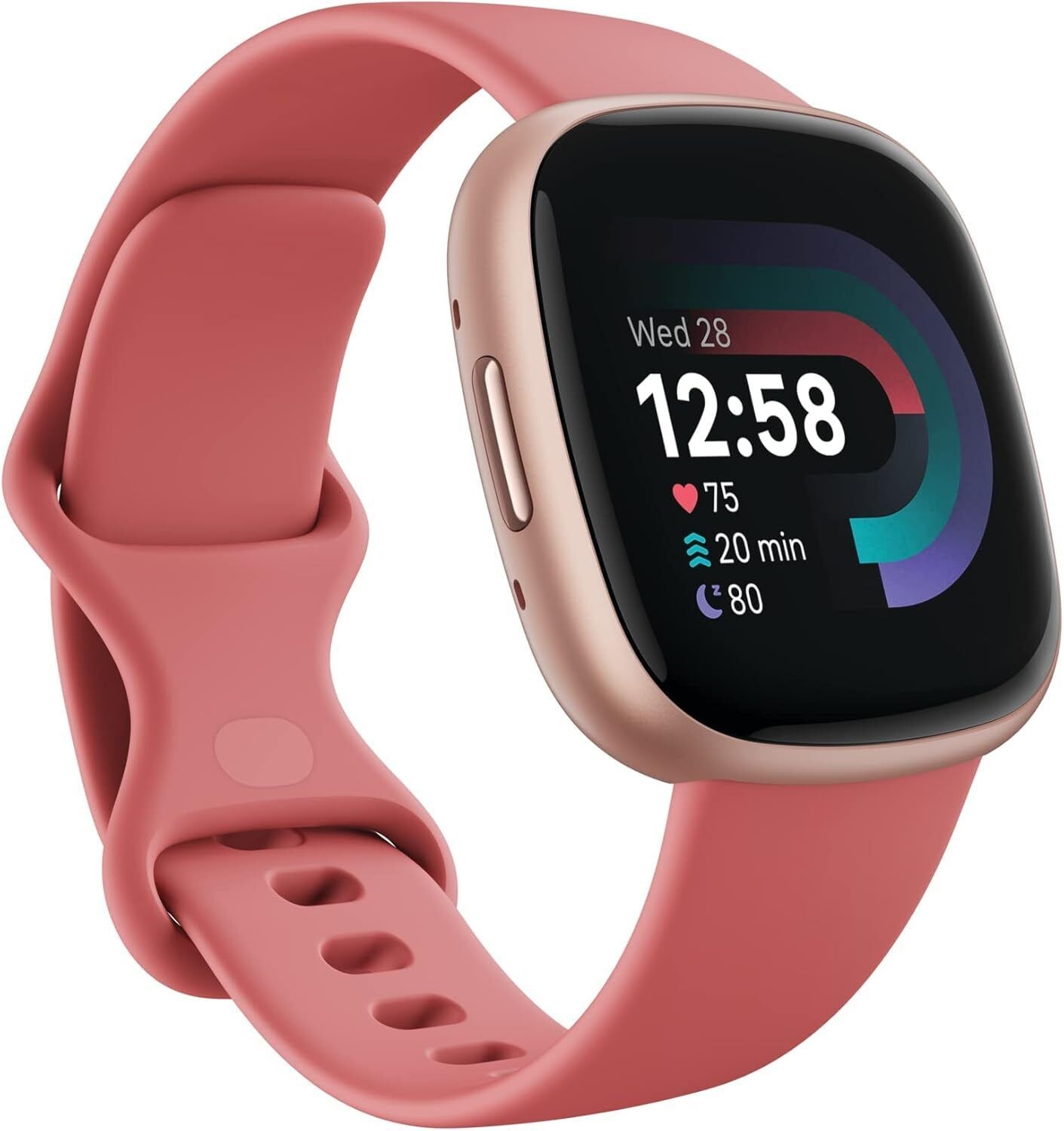 [해외] Fitbit Versa 4 피트니스 스마트워치 GPS 24시간 심박수 40+ 운동 모드 수면 추적 핑크 샌드/코퍼 로즈 원