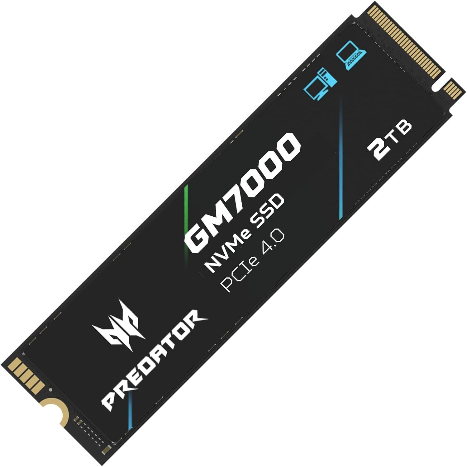 프레데터 M.2 SSD 2TB GM7000, DRAM 캐시 NVMe 1.4 2280 PCIe Gen4×4 초고속(최대 읽기: 7400MB/s, 최대 쓰기: 6700MB/s) 3D NAND TLC 내부