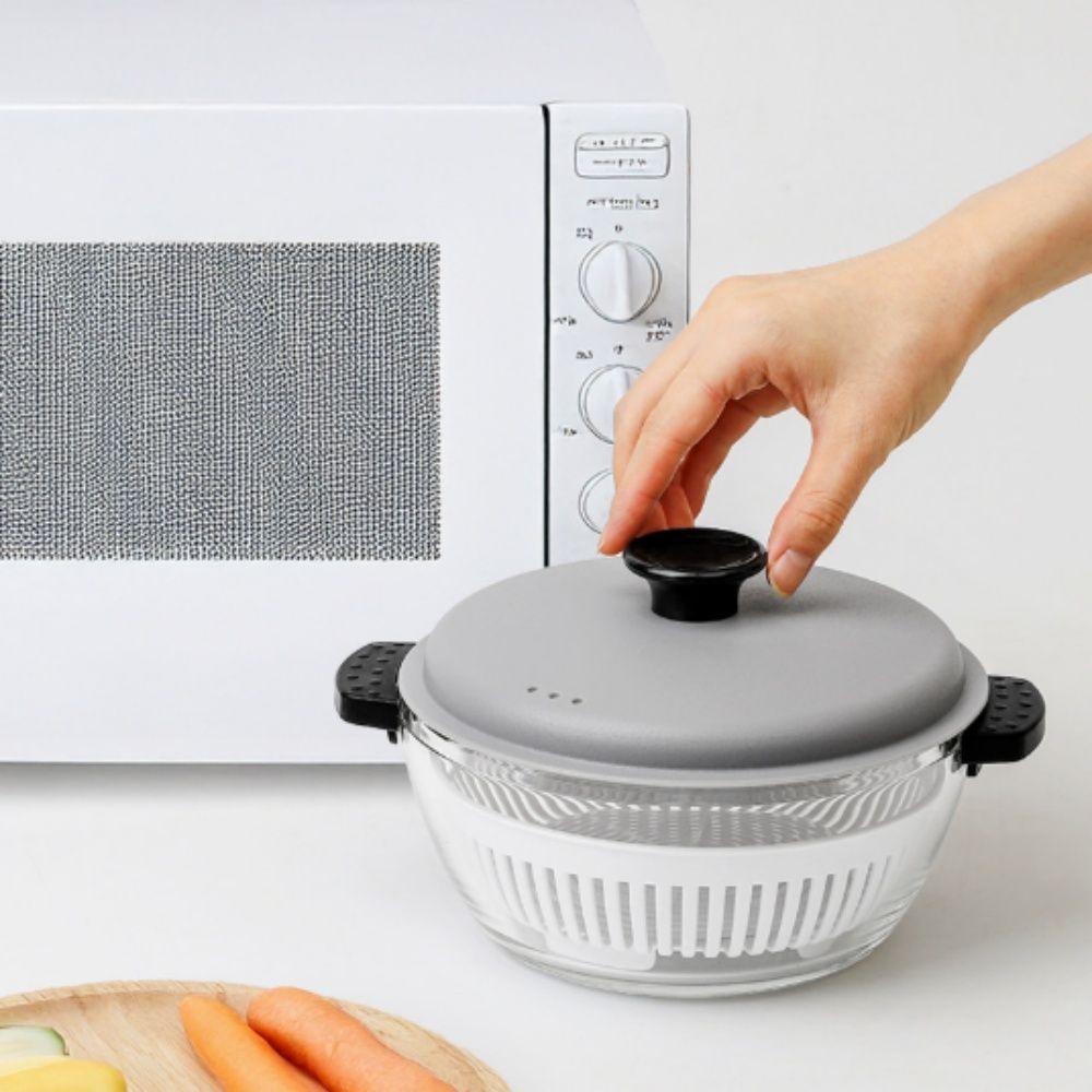 수입원아트웨어 주방 만두 전자레인지 찜기 1L 양배추 내열 계란찜 식기 유리용기
