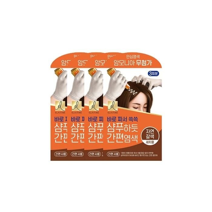 엘라스틴 샴푸하듯 간편염색 60g 자연갈색 4개
