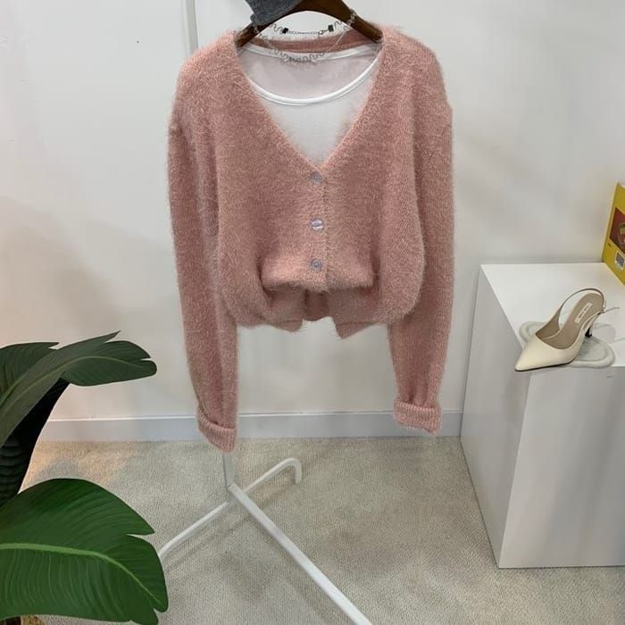씨샵인더룸 미본 날개사 브이넥 긴팔 니트 가디건 4color