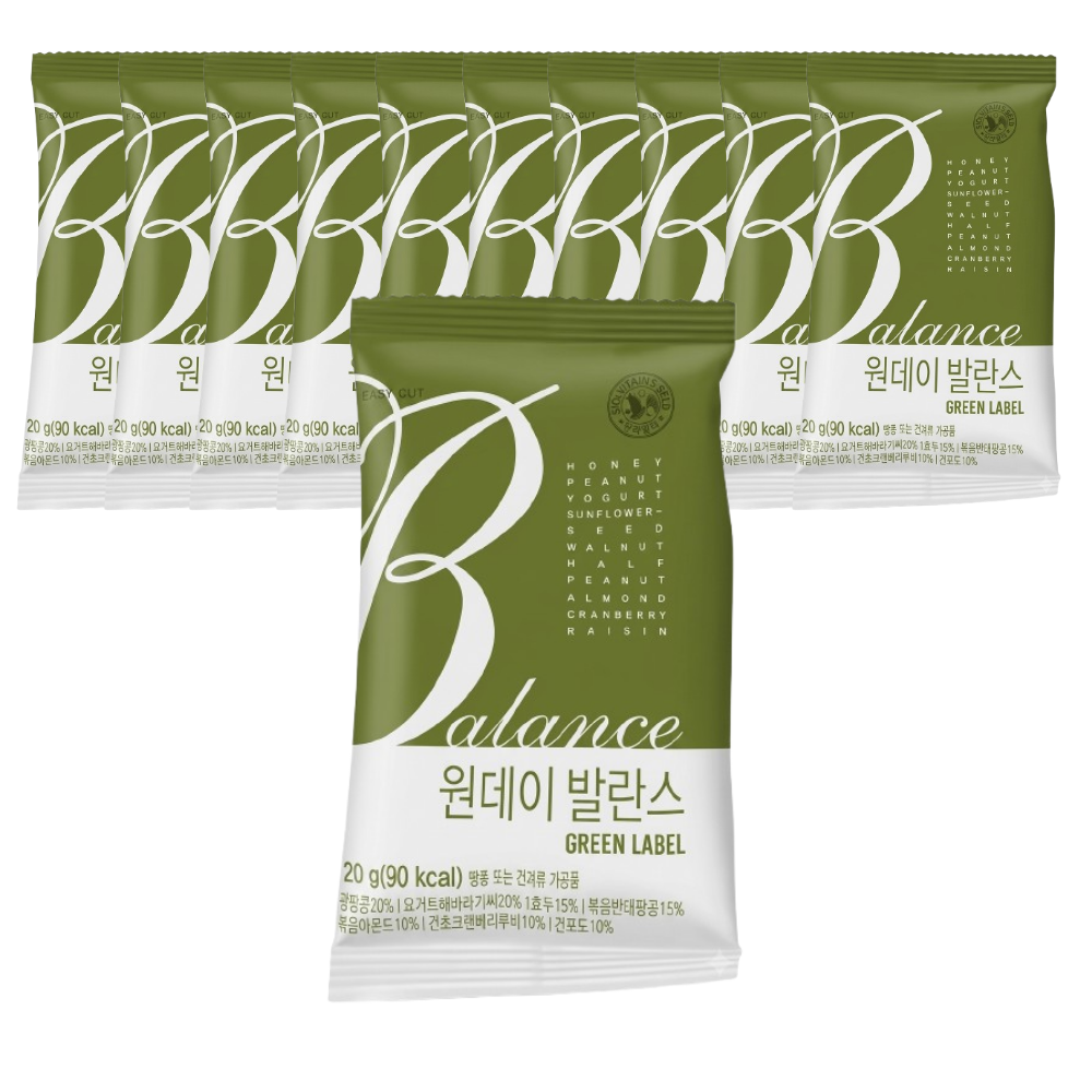 산과들에 한줌견과 원데이 발란스 그린 20g 낱봉 100봉 견과류 믹스 휴대용 실속포장 간식