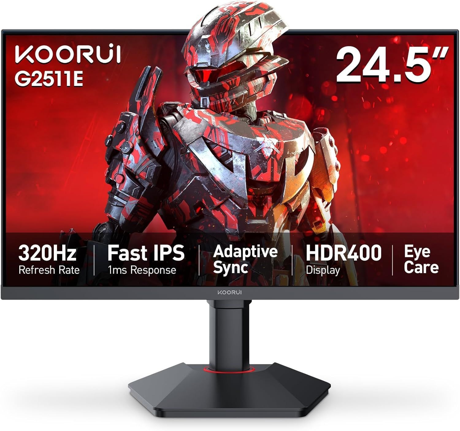 쿠루이 G2511E 24.5인치 게이밍 모니터, 320Hz 1ms 고속 IPS PC FHD 1080P, HDR 400, 95% DCI-P3 색역, 어댑티브 싱크 호환,