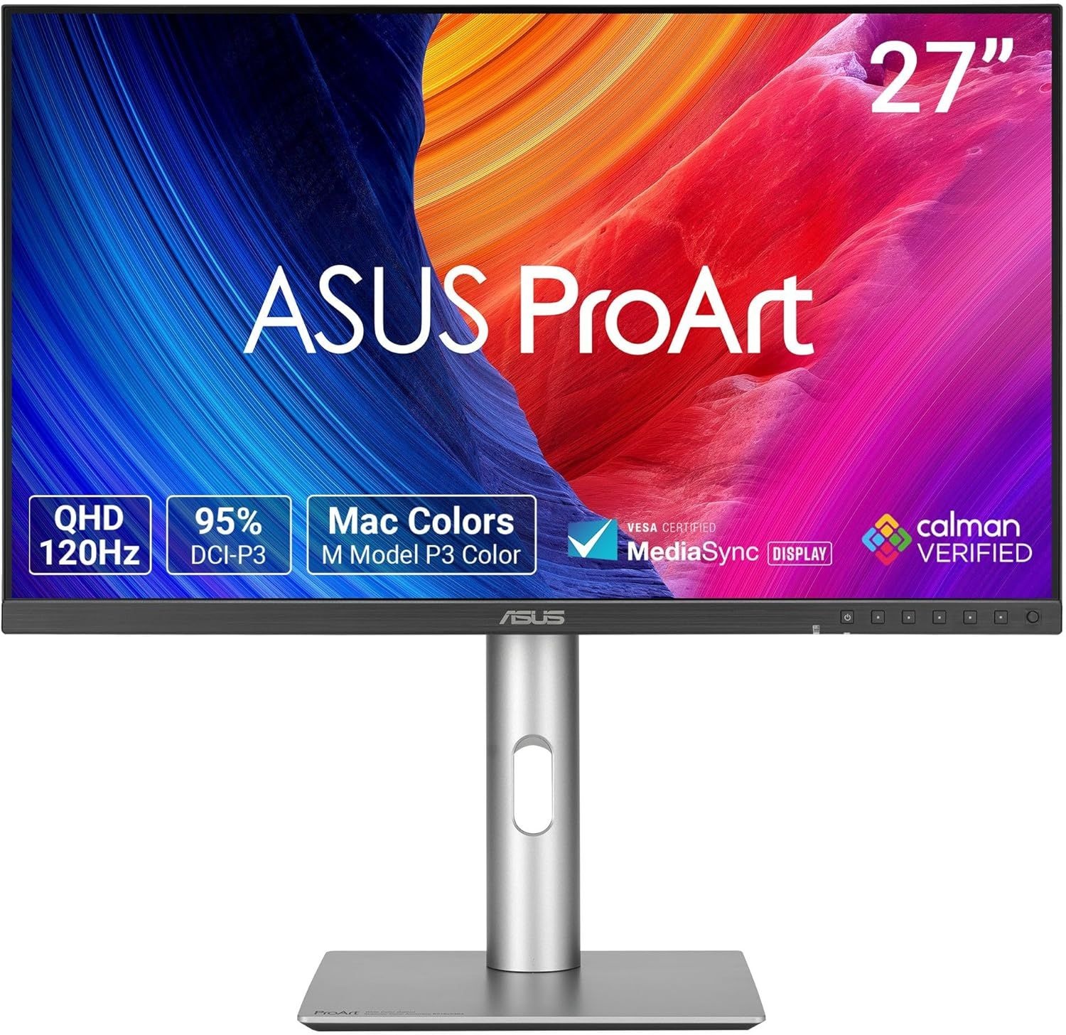 ASUS ProArt 디스플레이 27인치 1440P 프로페셔널 모니터(PA278QGV) - IPS, QHD(2560 x 1440), 95% DCI-P3, 컬러 정확도, δE<2, Calman