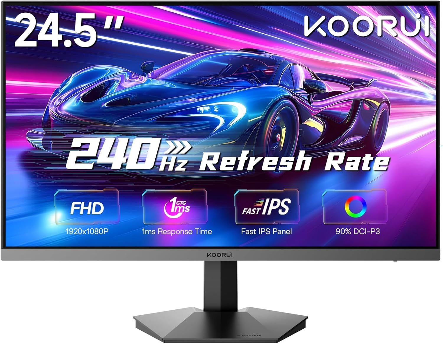 쿠루이 24인치 240Hz 게이밍 모니터, FHD 1080P 고속 IPS 컴퓨터 1ms, 어댑티브 싱크, HDR400, 99% sRGB, 로우 블루 라이트