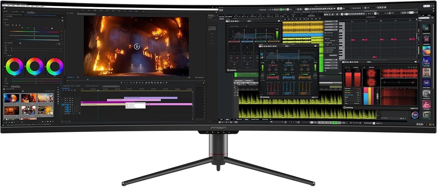INNOCN 49인치 커브드 게이밍 모니터 144Hz 울트라와이드 32:9 WDFHD 3840 x 1080P, R1800, 99% sRGB, HDR400, USB 타입 C,