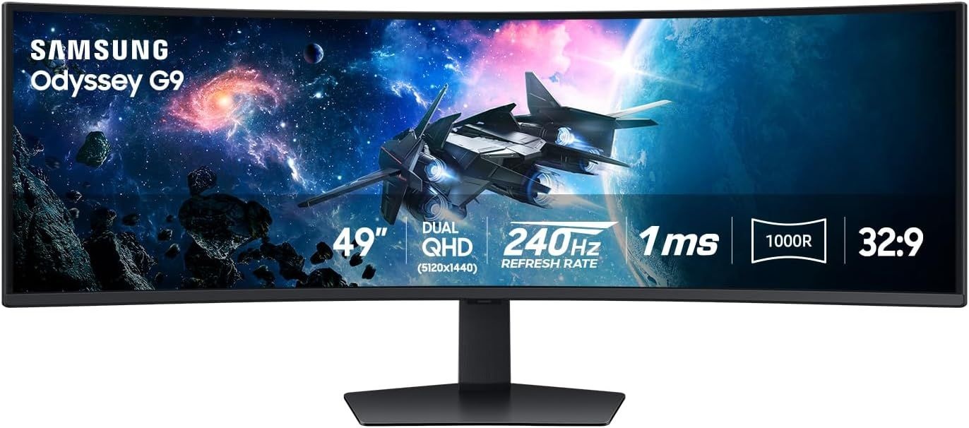 삼성 49인치 오디세이 G9 시리즈 DQHD 1000R 커브드 게이밍 모니터, 1ms(GtG), VESA 디스플레이 HDR 1000, 240Hz, AMD 프리싱크