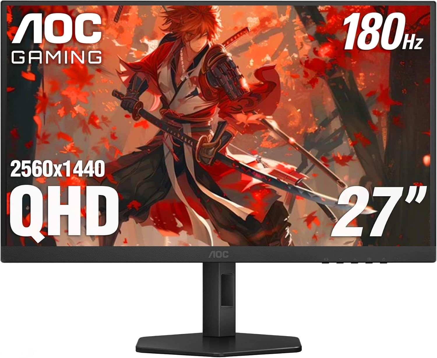AOC Q27G4XN 27인치 게이밍 모니터, 2K QHD 2560x1440, 180Hz 주사율, 1ms GtG, 어댑티브 싱크, 높이 조절 가능, HDR 2.0,