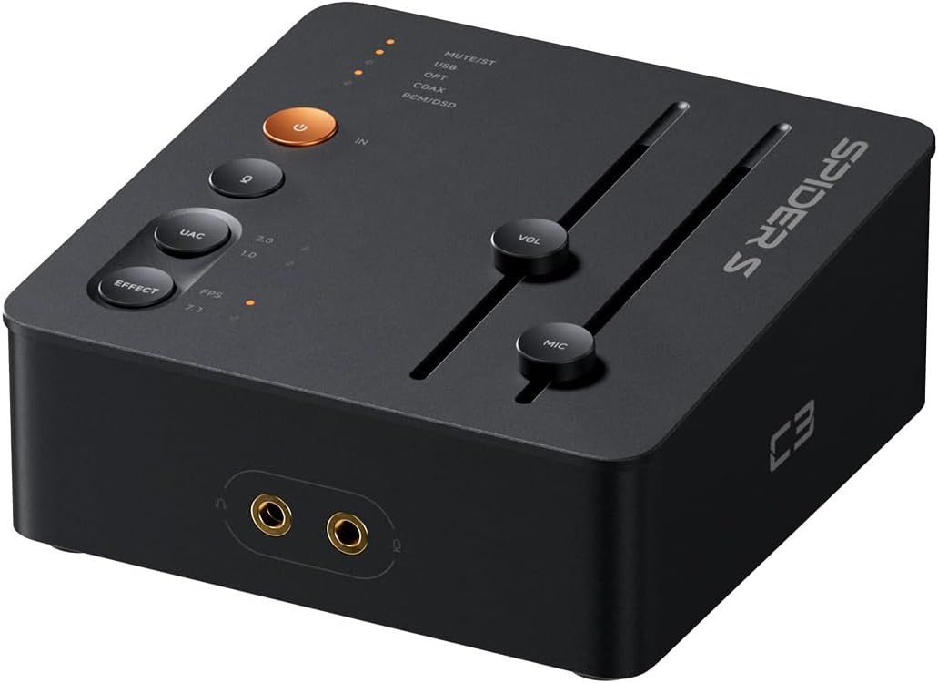 Fosi 오디오 C3 외장 사운드 카드, 117dB SNR 32bit/384kHz HiFi DAC, 317mW 앰프, 7.1 가상 서라운드, 자동 마이크 노이즈