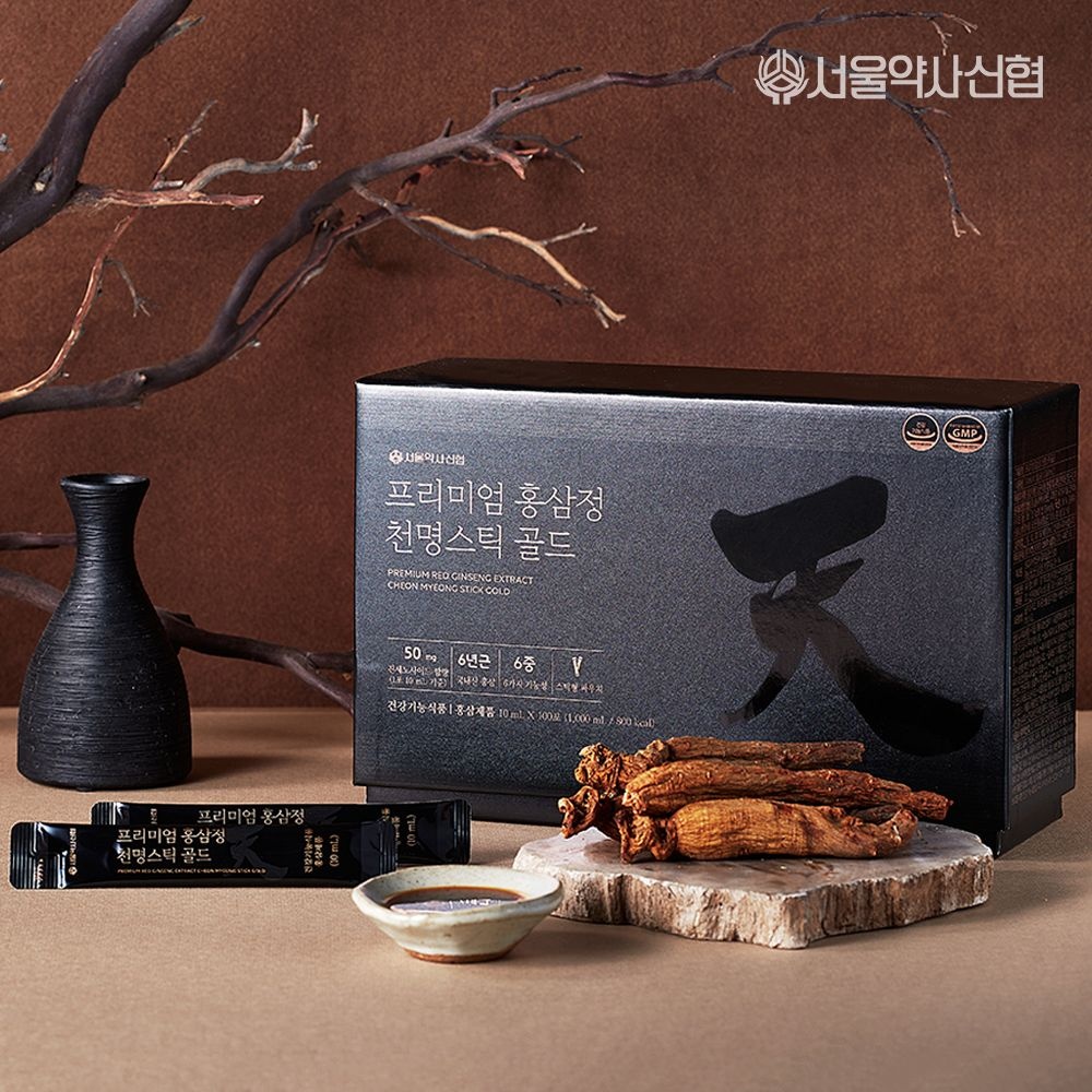 [오늘출발] 서울약사신협 [본사][쇼핑백증정] 프리미엄 홍삼정 천명 스틱 골드 100포