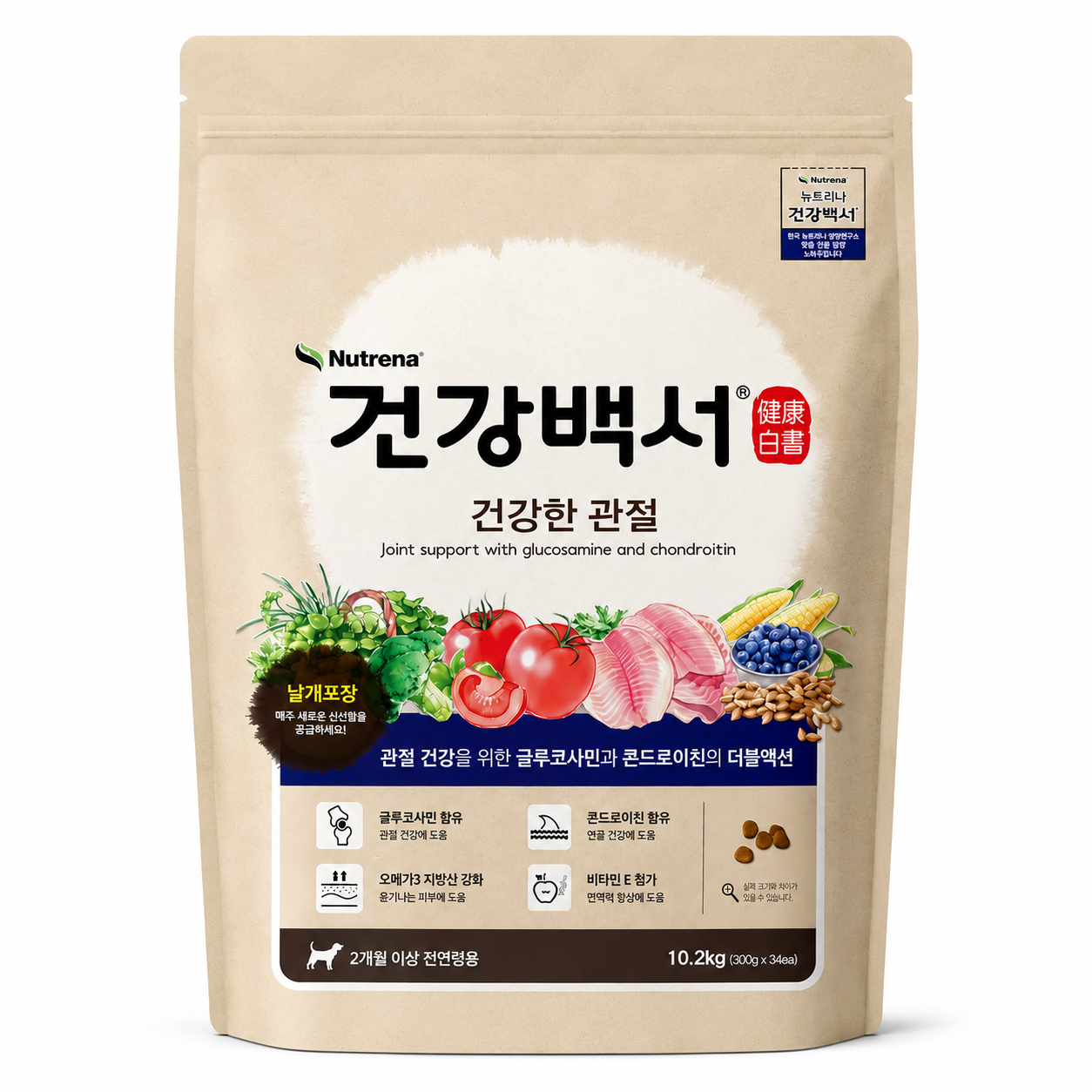 뉴트리나 건강백서 건강한 관절 전연령 생선 애견사료 10.2kg 1개