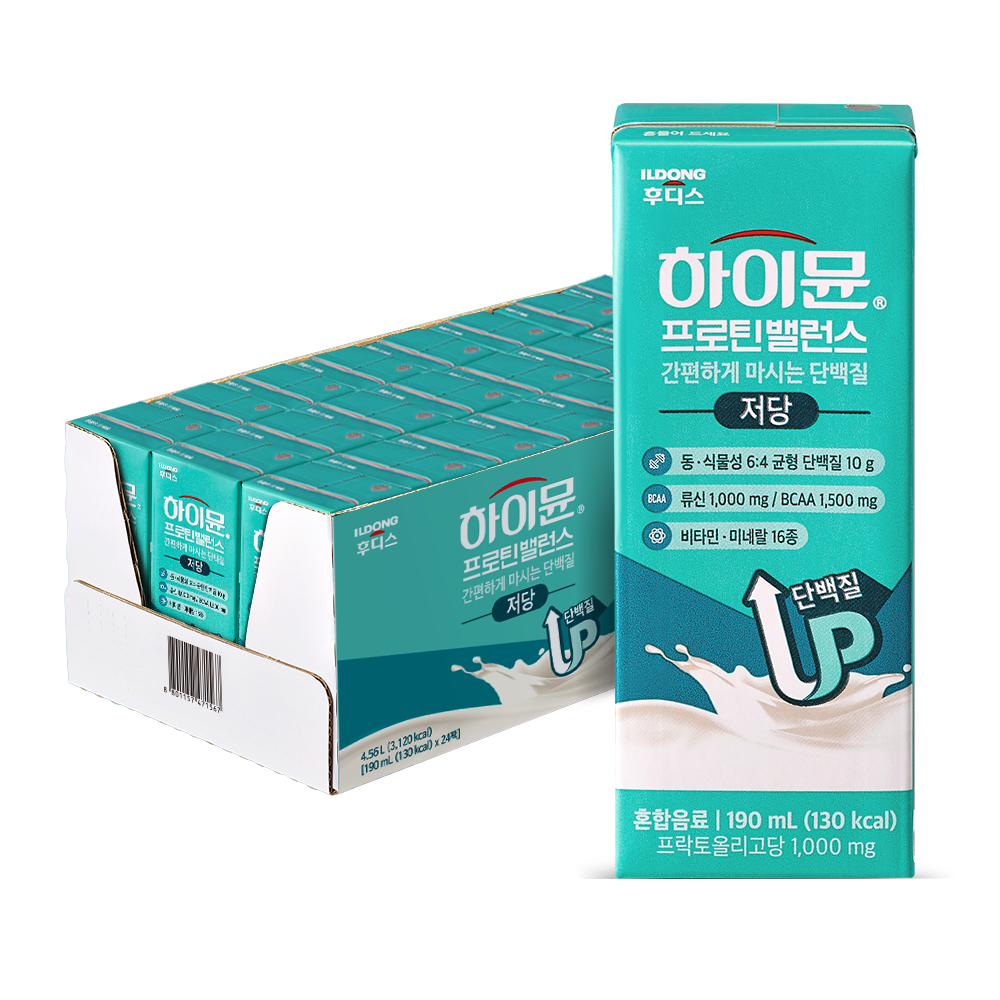 [롯데온] 하이뮨 프로틴 밸런스 음료 저당 190ml 48개 (기한 임박) (26,980원/무료)