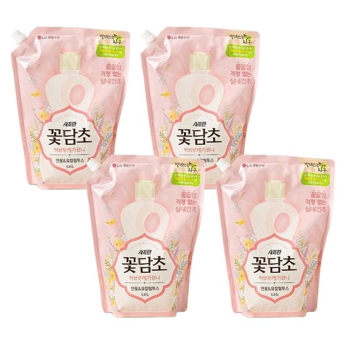 [샤프란] 꽃담초 섬유유연제 부케가르니 연꽃 리필 1.6L 4개입