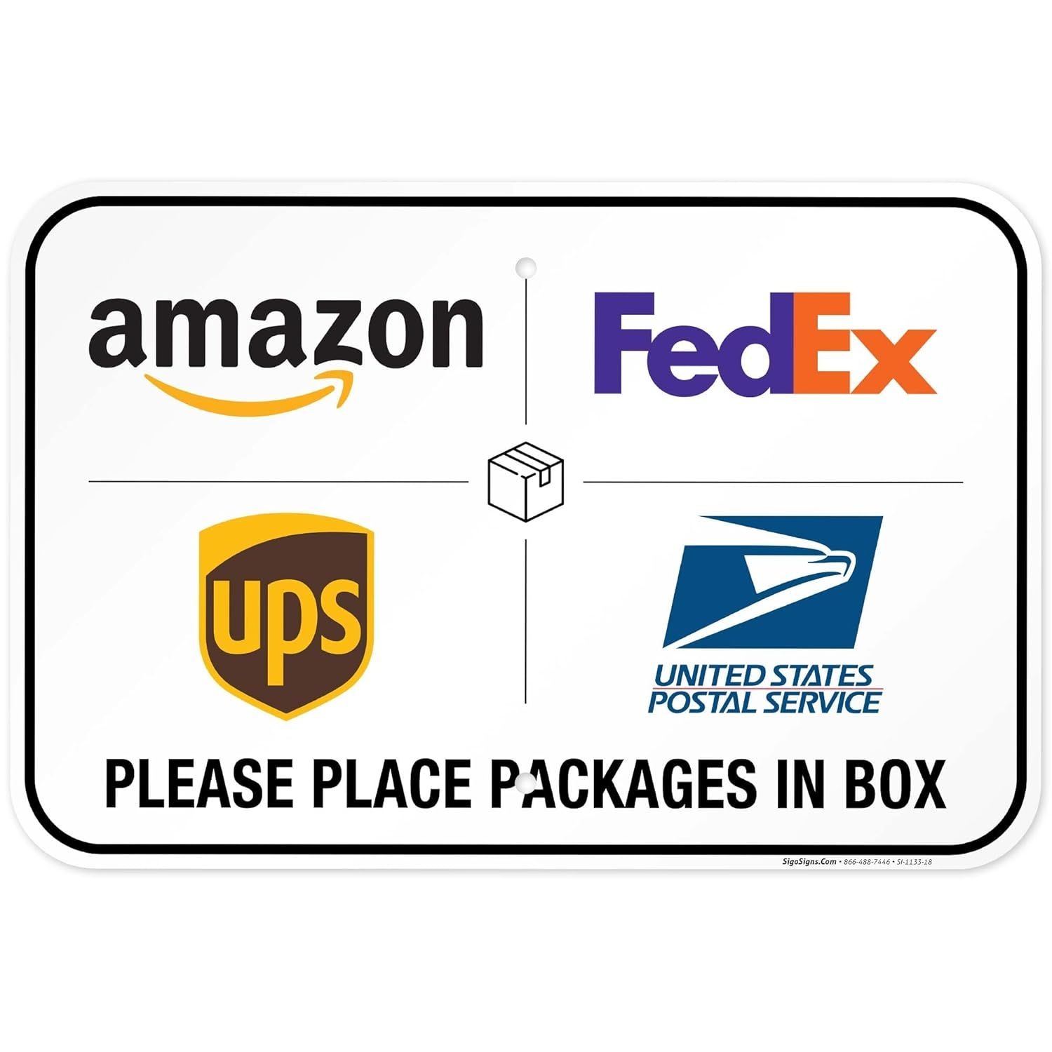 패키지 배송 표지판, 여기에 패키지를 남겨주세요 FedEx, Amazon, UPS, USPS, 12x18인치, 녹슬지 않음 0.063 알루미늄, 변색