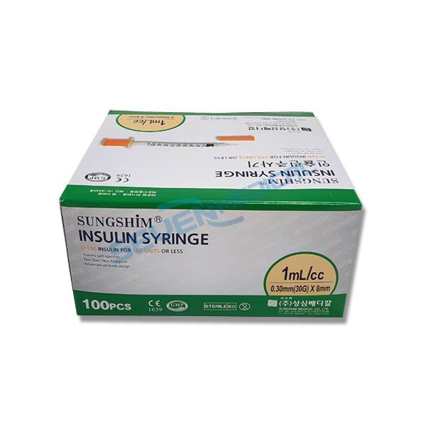성심 인슐린주사기 1cc 30G 8mm (100개) 당뇨주사기