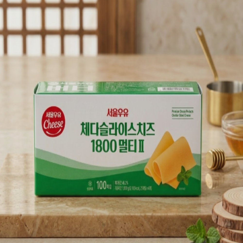 서울우유 체다 슬라이스치즈 100매 멀티2 업소용 1.8kg