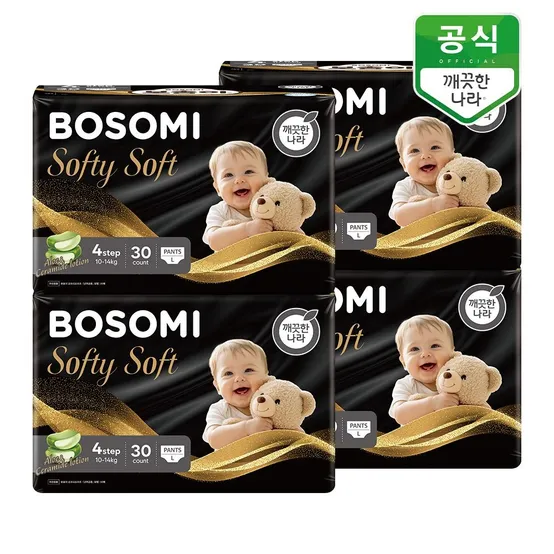 보솜이 소프티소프트 팬티 기저귀 4단계(10-14kg) 대형 30개입 x 4팩