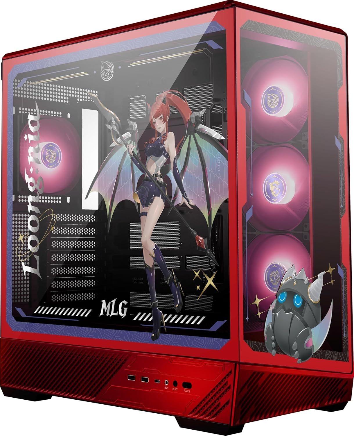 MSI PANO 130R MLG 에디션 - ATX 미드 타워 게이밍 PC 케이스 270도 강화 유리 패널 최대 360mm 라디에이터 액체 냉각 지원