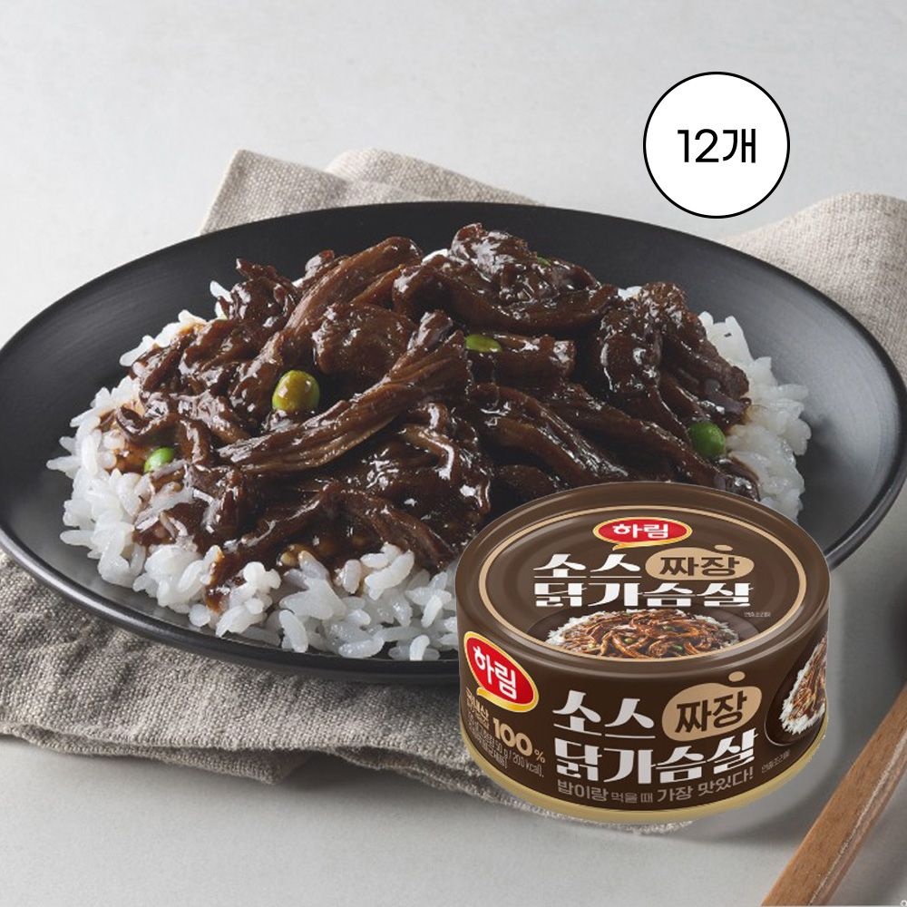 하림 [하림] 소스닭가슴살 짜장(캔) 135g, 12개