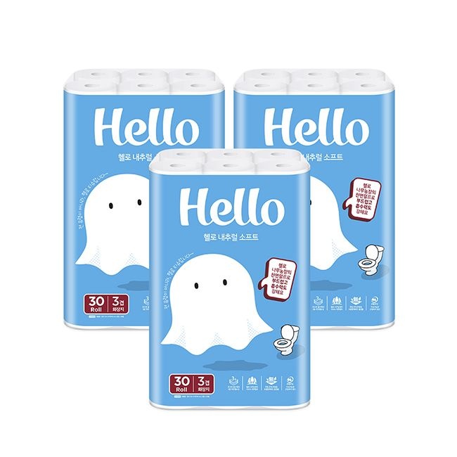 헬로 내추럴 소프트 27m 30롤 3팩