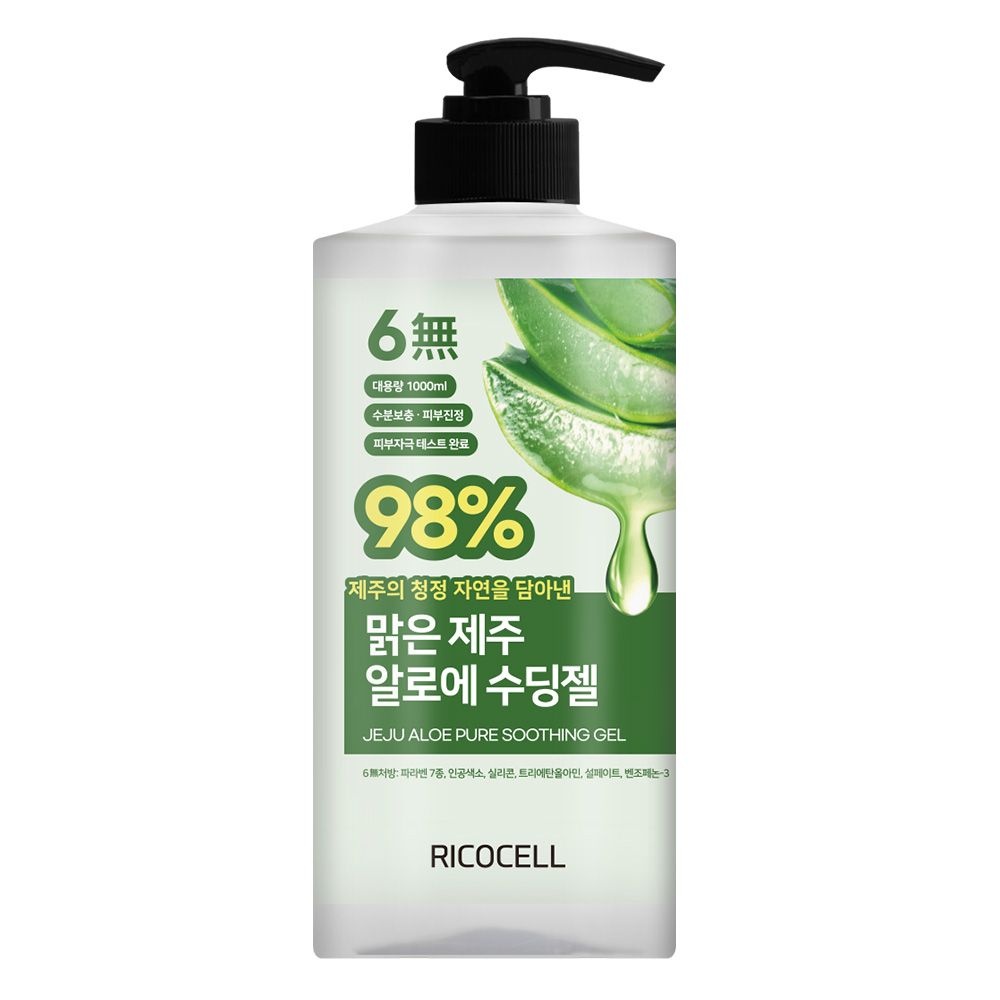 리코셀 맑은 제주 알로에 98% 수딩젤 1000ml 저자극 대용량 수분 크림 진정