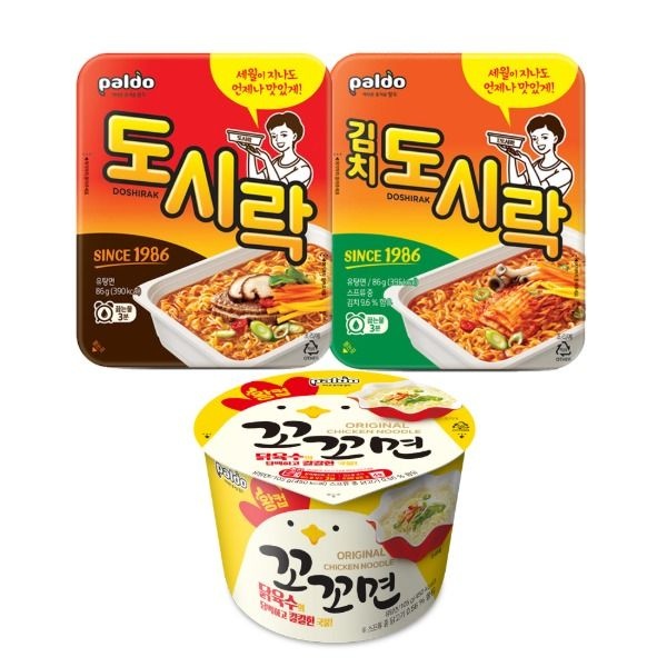 자체제작 이젠서진 컵라면 3종 혼합 팔도도시락 4개 + 팔도김치도시락 4개 + 팔도꼬꼬면 왕컵 4개