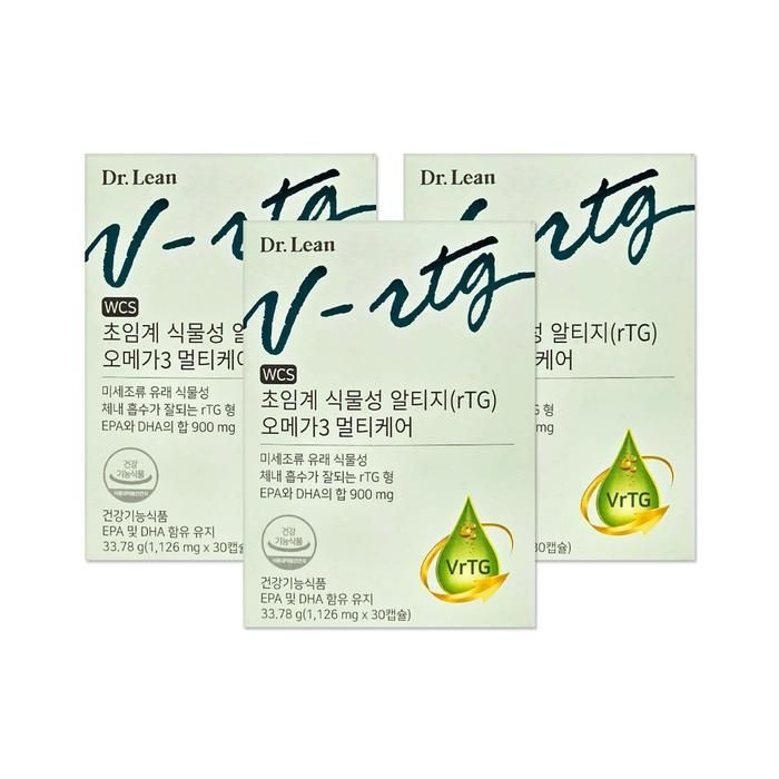 닥터린 초임계 식물성 알티지 rTG 오메가3 멀티케어 1126mg 30캡슐 3개/mjc