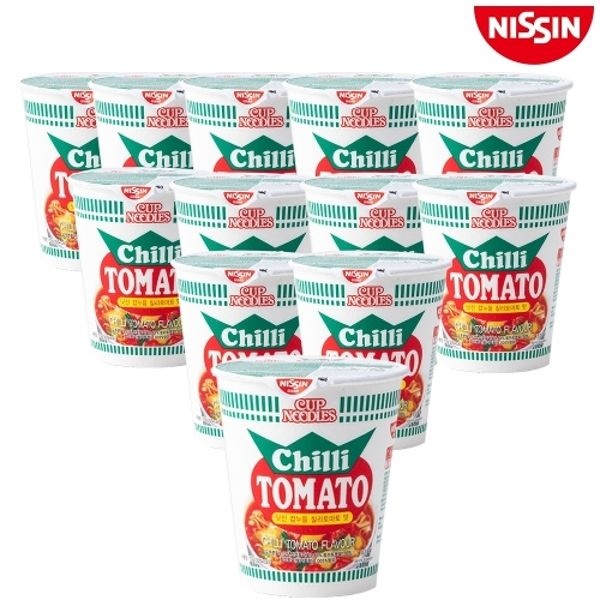 NISSIN 닛신 컵누들 컵라면 칠리 토마토맛 70g, 12개