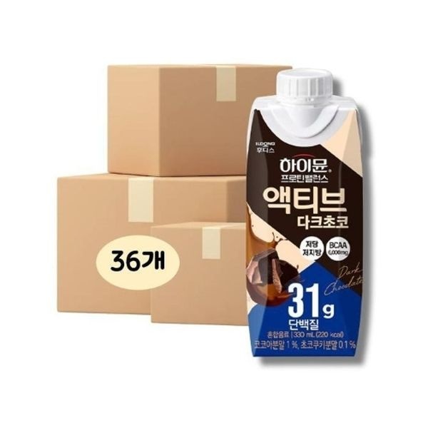 [일동후디스] 하이뮨 프로틴 밸런스 액티브 대용량 다크초코 330ml... (36개)