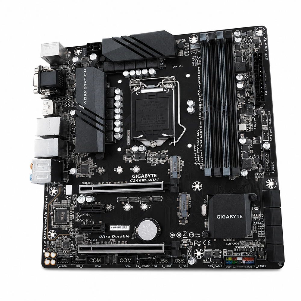 기가바이트 중고 GIGABYTE C246M-WU4 인텔 메인보드 (1151v2 / 듀얼LAN / M-ATX) 백패널 포함