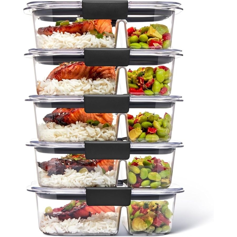 [해외] Rubbermaid 밀프렙 용기 2칸 식품 보관 5팩 BPA 프리 렌지사용 투명 미국직구