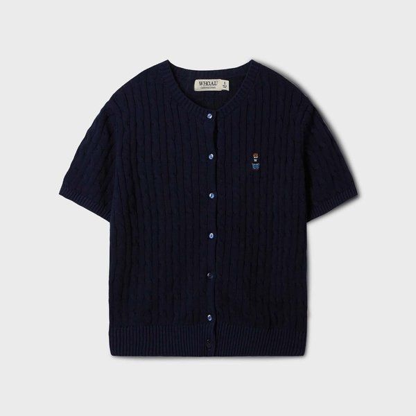후아유 WHO.A.U Steve Round neck Short Sleeve Cardigan WHCKF2401F 226054