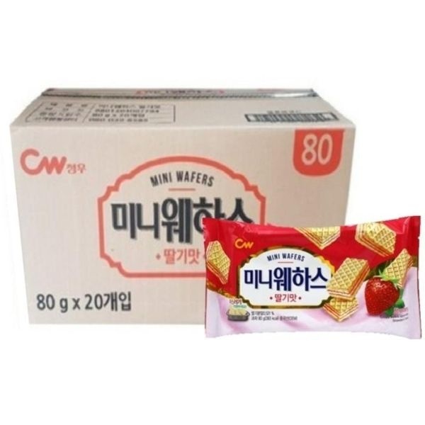 청우식품 미니 웨하스 딸기맛 80g 20개