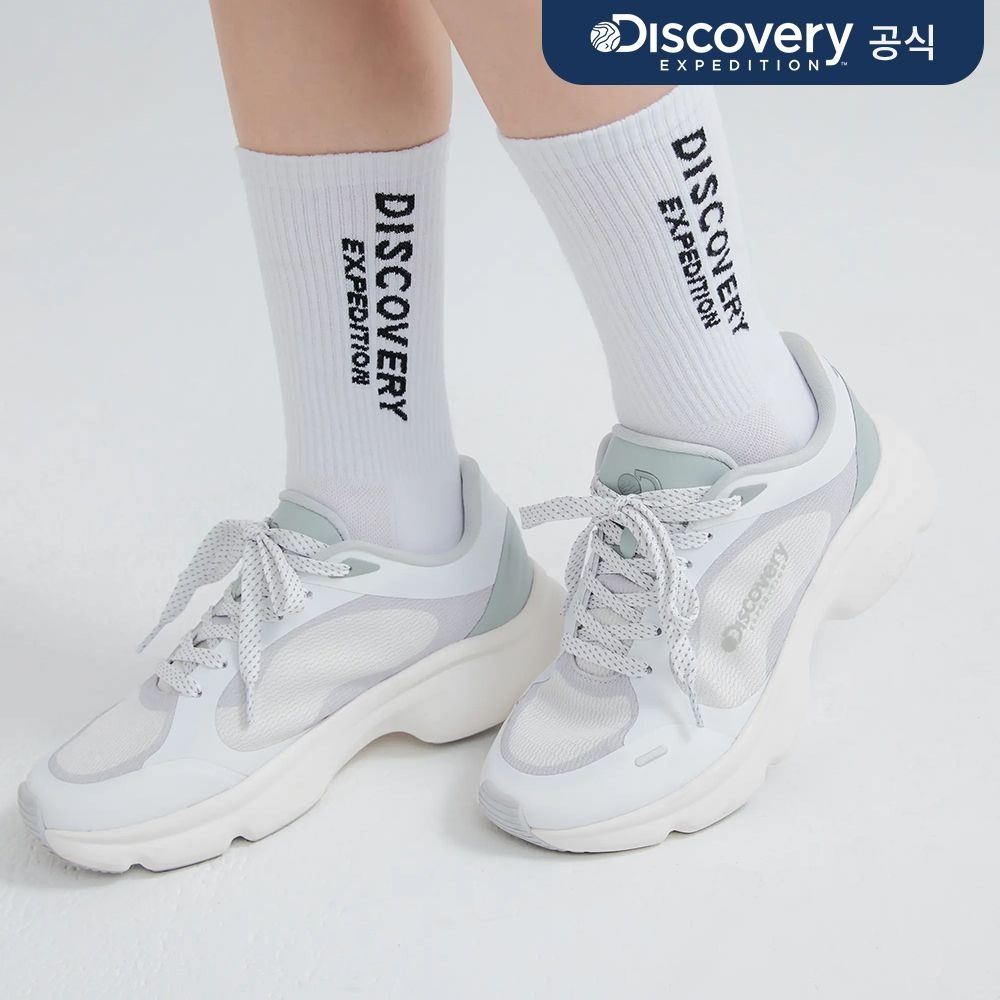 디스커버리 익스페디션 더블로고 솔리드 하이삭스 (WHITE)