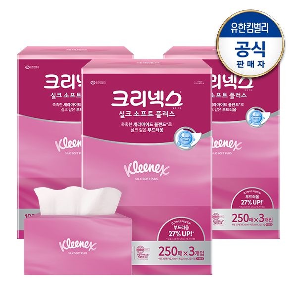 실크소프트 플러스 미용티슈 250매X3입X3개