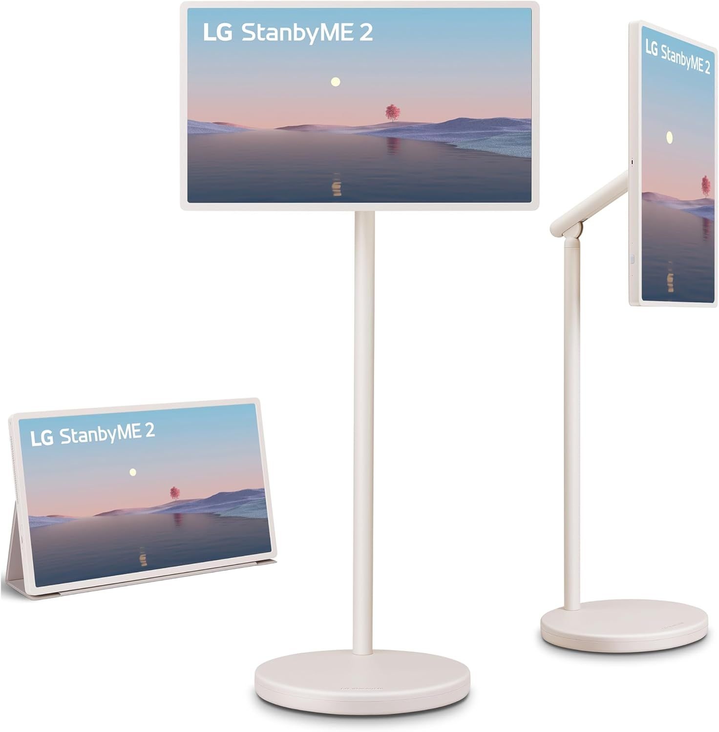 폴리오 커버가 장착된 LG 27인치 스탠바이미 2, 휴대용 터치스크린 TV, 돌비 비전, HDR10, 영화 제작자 모드, 내장