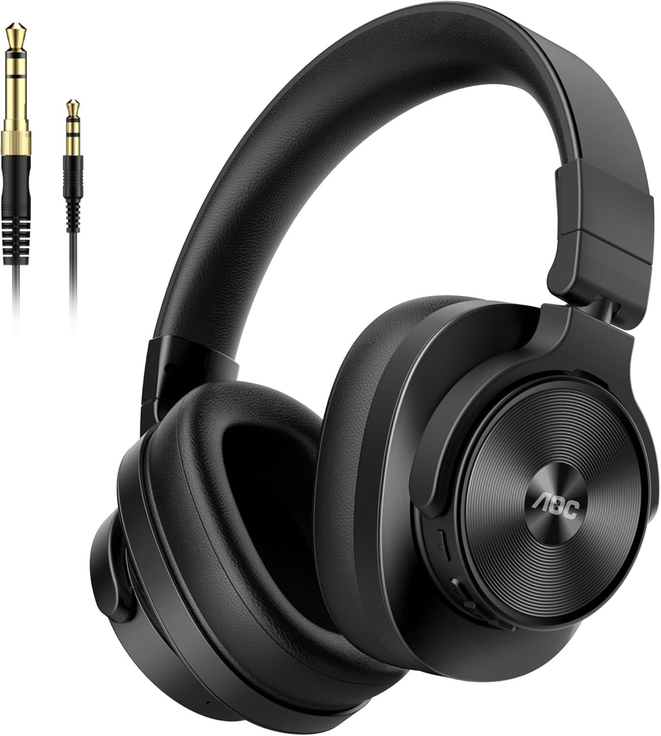 AOC 유선 헤드폰, 72시간 재생 시간, 3.5mm/6.35mm 잭, 믹싱, 녹음, 팟캐스트, 기타 앰프, 피아노, PC용 탈착식 코일