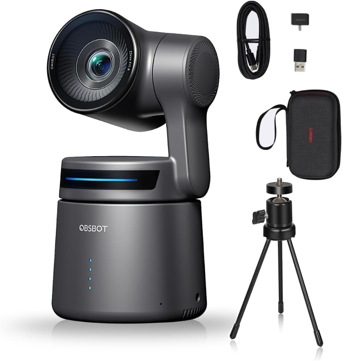 OBSBOT 테일 에어, 트라이포드, NDI PTZ 카메라, 4K AI 기반 웹캠, 1.8인치 CMOS, f/1.8 조리개, 오토 트랙, 제스처 및