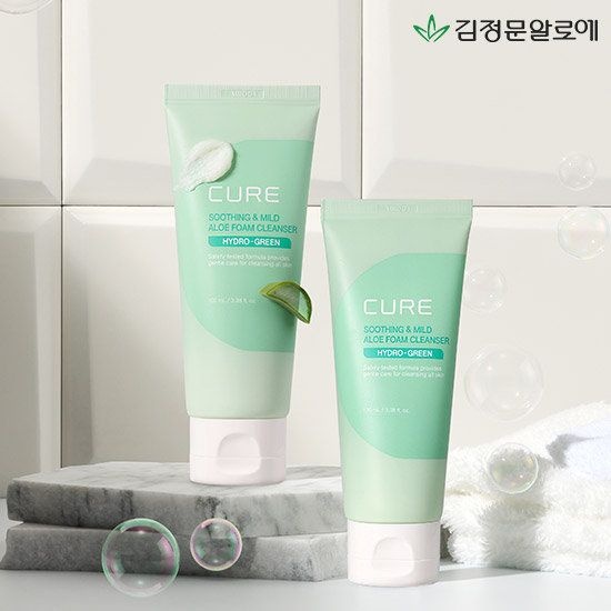 김정문알로에 기초케어 [김정문알로에] 큐어 수딩 앤 마일드 알로에 폼 클렌저 100ml 2개 (정가 70,000원)