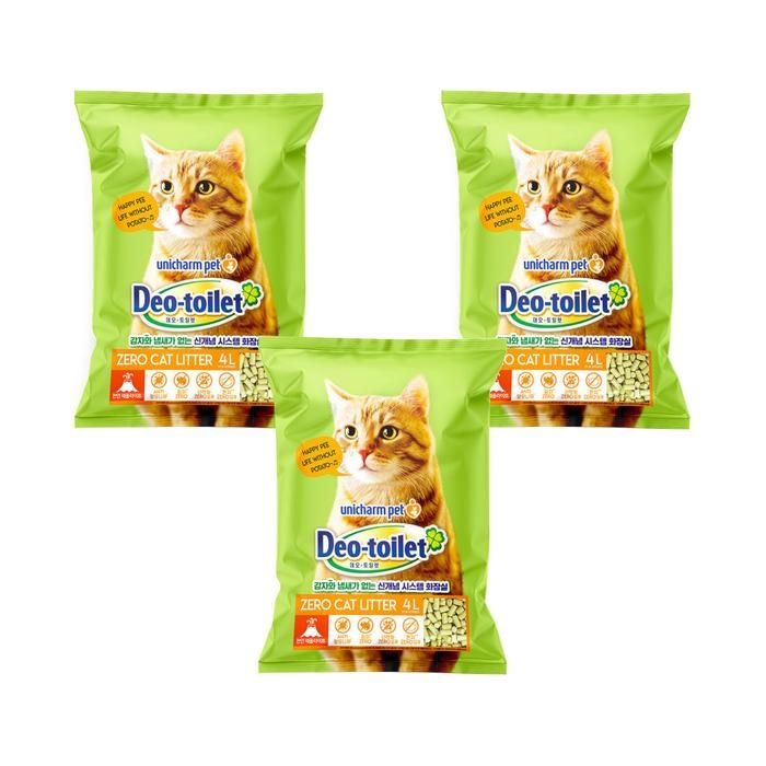 [데오토일렛] 데오토일렛 고양이 모래 4L * 3개 제올라이트