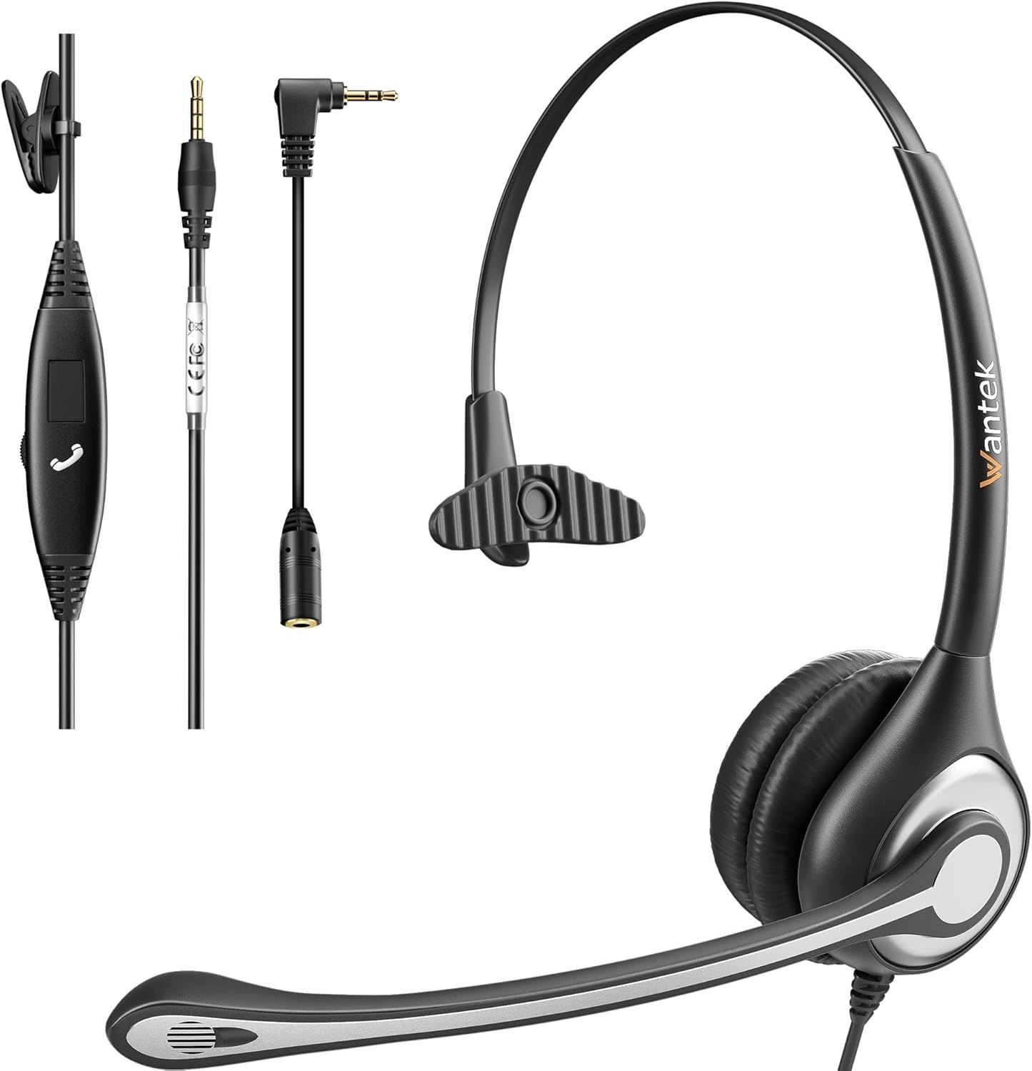 노트북, PC, 3.5mm 잭, 볼륨 제어, Zoom Skype용 유선 컴퓨터 헤드셋, 사무실, 비즈니스, 콜센터, 클리어 채팅용 마이크