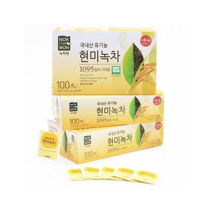 [녹차원] 코 스트코 녹차원 유기농 현미녹차 1.2g 100 티백 3개 국산 차 녹차