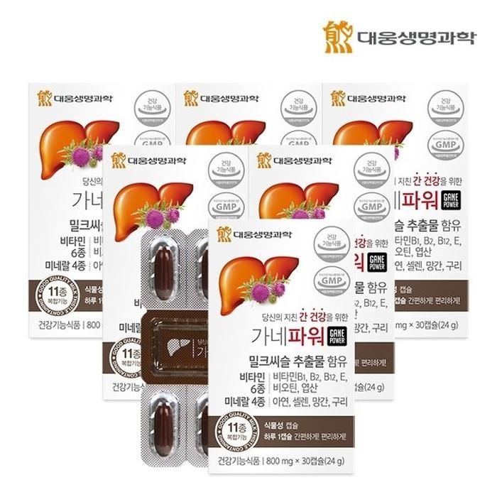 [대웅생명과학] 가네파워 30캡슐 6박스 6개월분 / 간건강 밀크씨슬 실리마린 밀크시슬