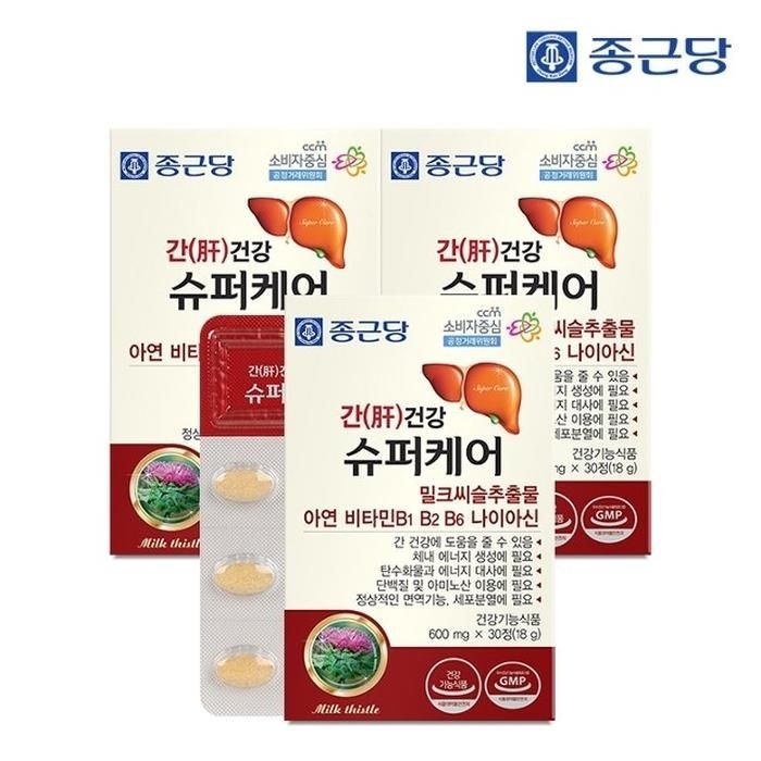 [종근당] 간건강 슈퍼케어 30정 3박스 3개월분 / 밀크씨슬 실리마린 아연