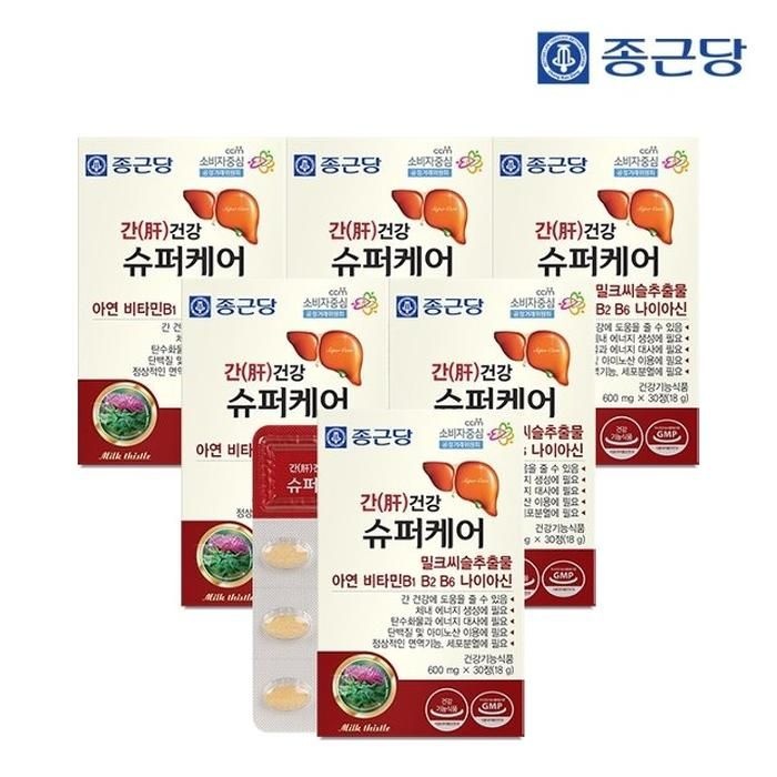 종근당 간건강 슈퍼케어 30정 6박스(6개월분) / 밀크씨슬 실리마린 아연