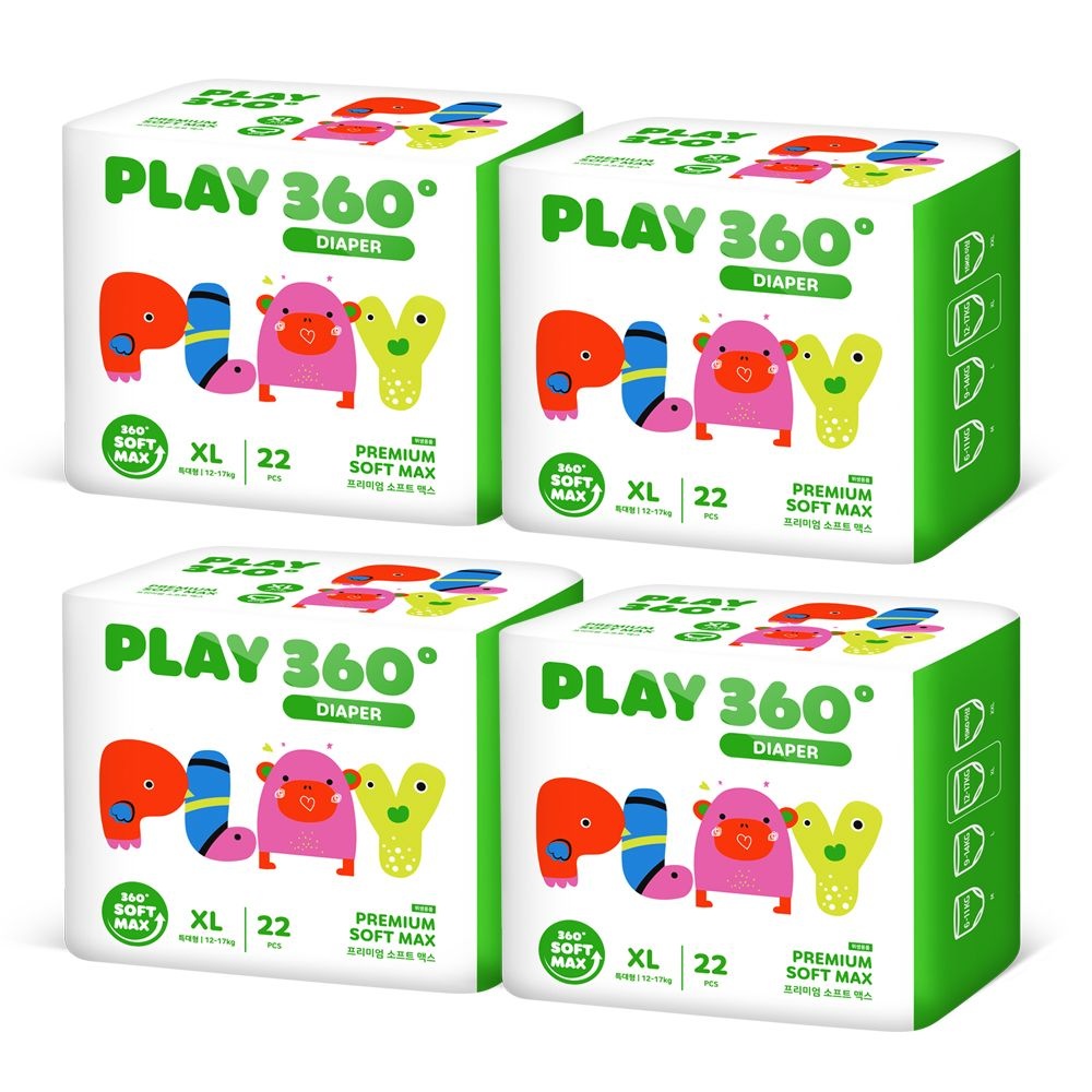[온누리상품] 한예지 [신상품 360도] 한예지 프리미엄 소프트맥스 PLAY 팬티형 기저귀 특대형(XL) 22입 4팩