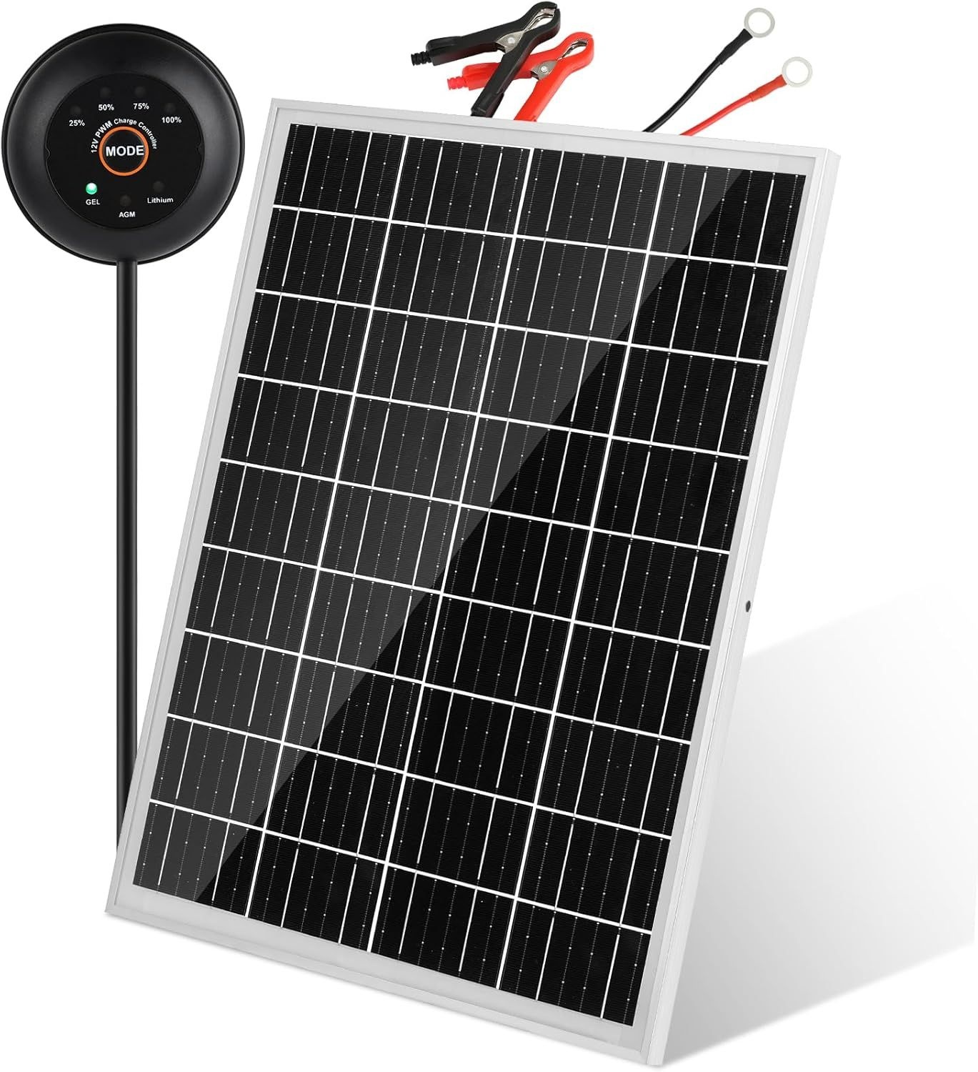 TBER 태양광 패널 키트 25W 12V 배터리 트리클 충전기 유지보수 프로(Ultra Smart PWM 충전 컨트롤러 내장, 12볼트 방수