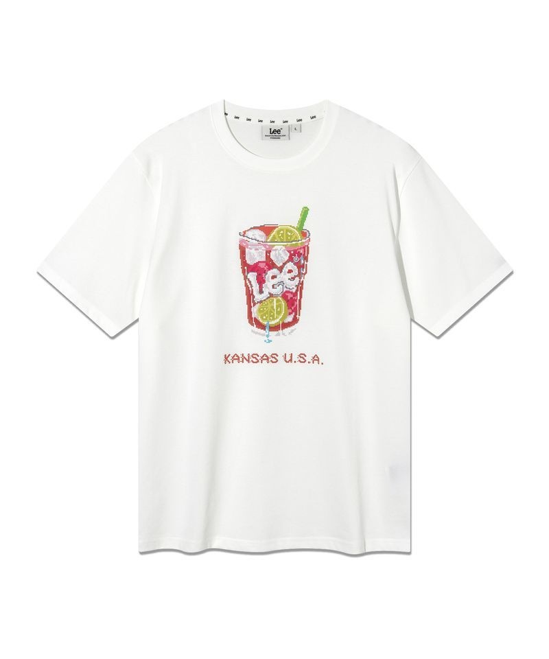 LEE LEE 리 픽셀 드링크 그래픽 반팔 티셔츠 화이트 27L851 27K591