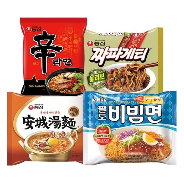 신라면 5봉 + 안성탕면 5봉 + 짜파게티 5봉 + 팔도 비빔면 5봉